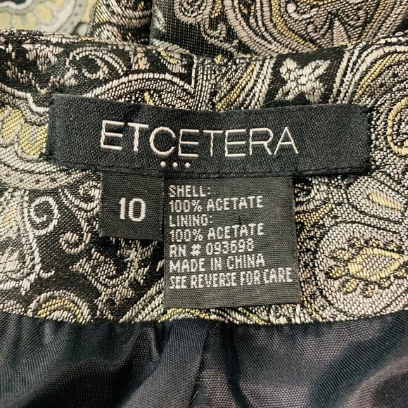ETCETERA Size 10 Black Grey Acetate Paisley Straight Dress Pants - Picture 5 of 6
